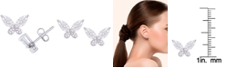 Macy's Diamond 1/10 ct. t.w. Butterfly Miracle Plate Stud Earrings in Sterling Silver